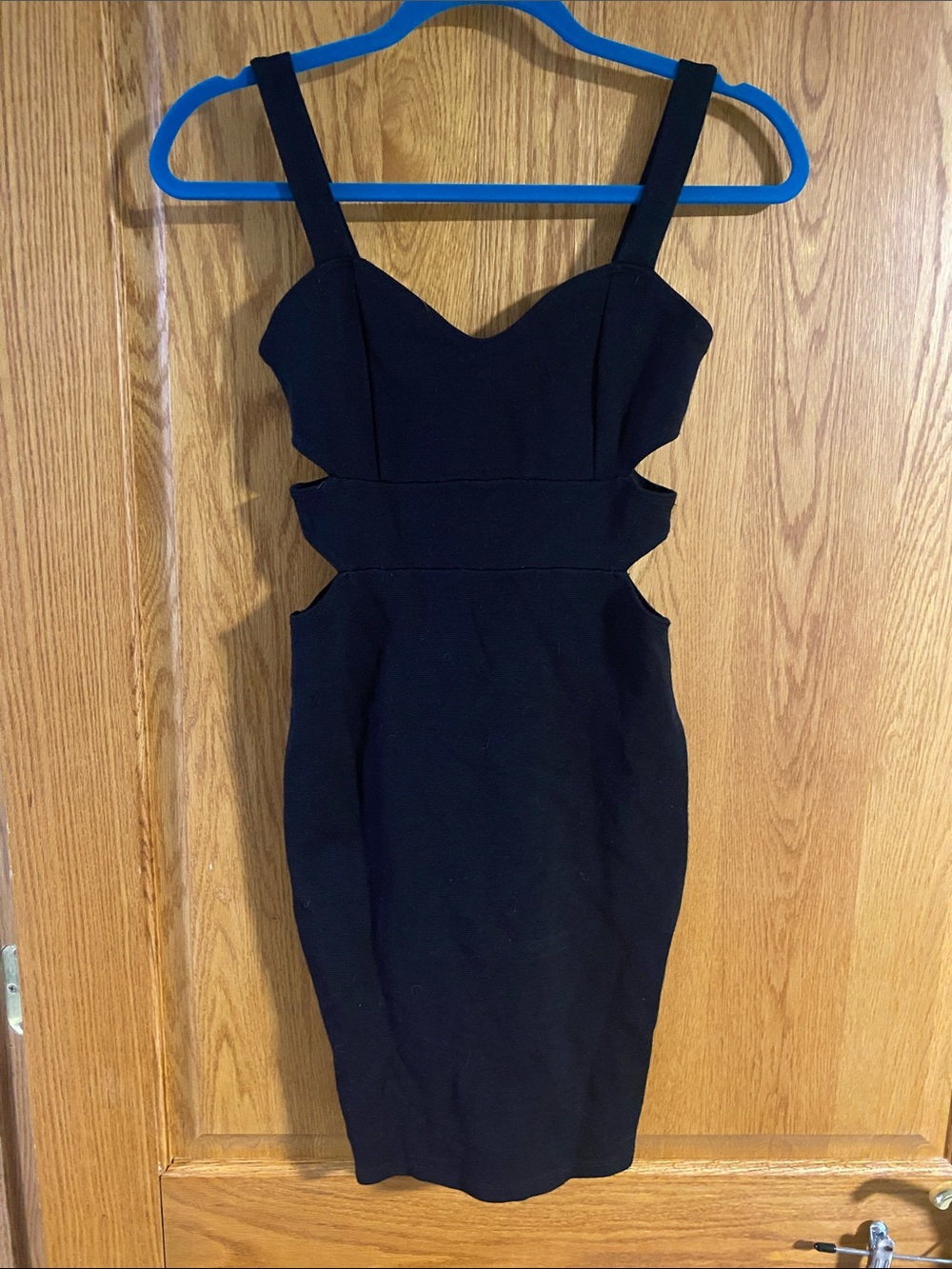 Solemio Black Mini Dress with Cutout Waist no size tags small